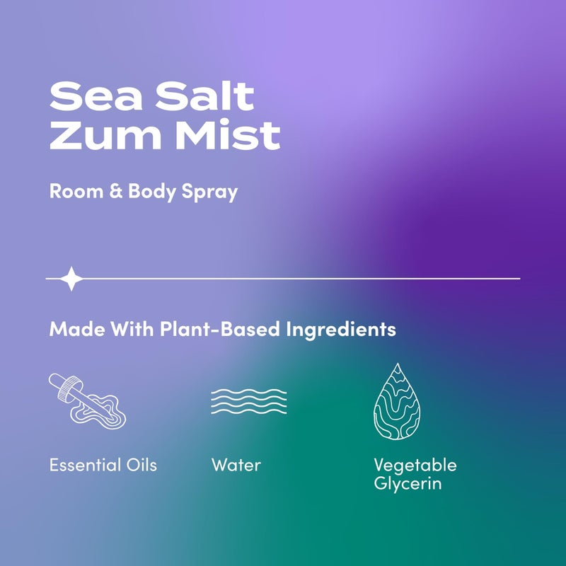 ZUM بخاخ الغرفة والجسم إنديغو وايلد زوم ميست - بخاخ زيت أساسي للعلاج العطري - بخاخ طبيعي للجسم والغرفة - رائحة ملح البحر - 4 أونصة سائلة - Image 2