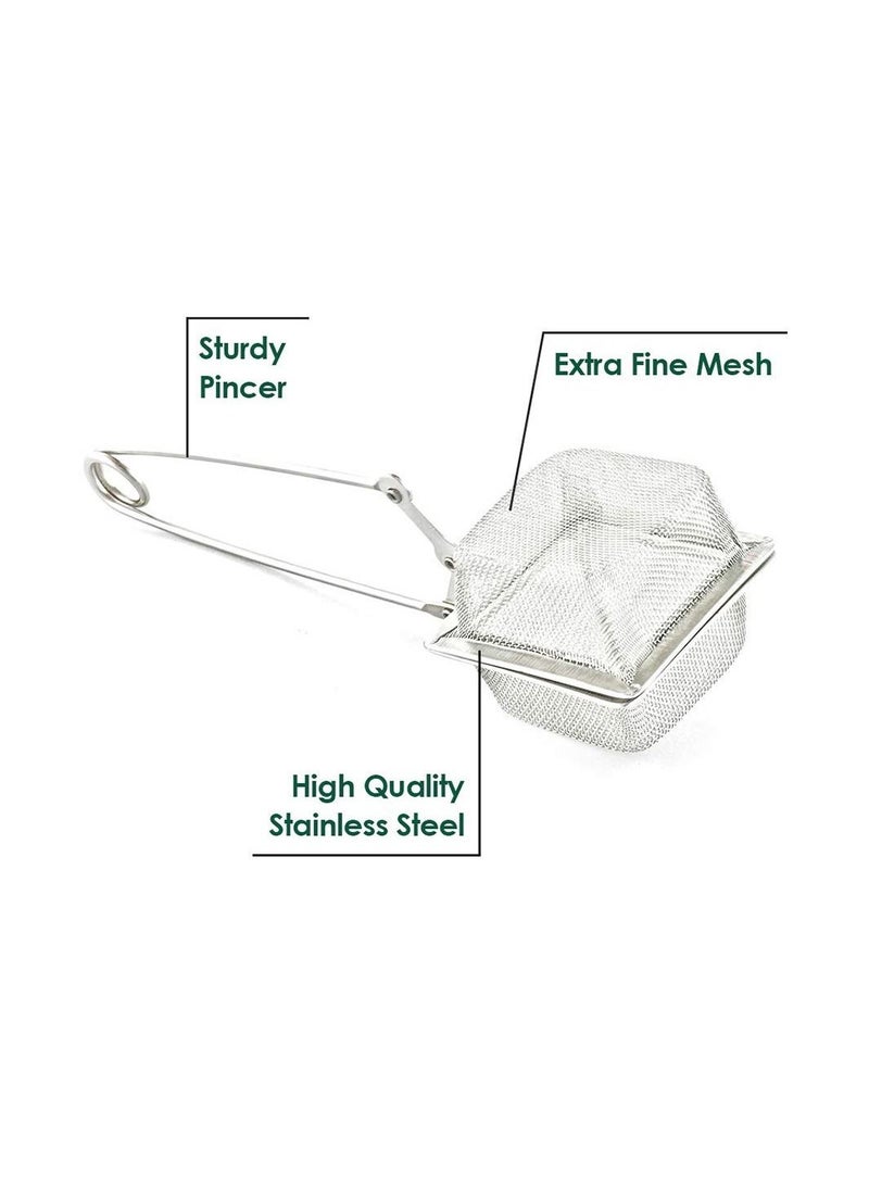 فادام مصفاة شاي مربعة للشاي الفضفاض من الفولاذ المقاوم للصدأ مع شبكة دقيقة أفضل مصفاة شاي للمطبخ - Image 2