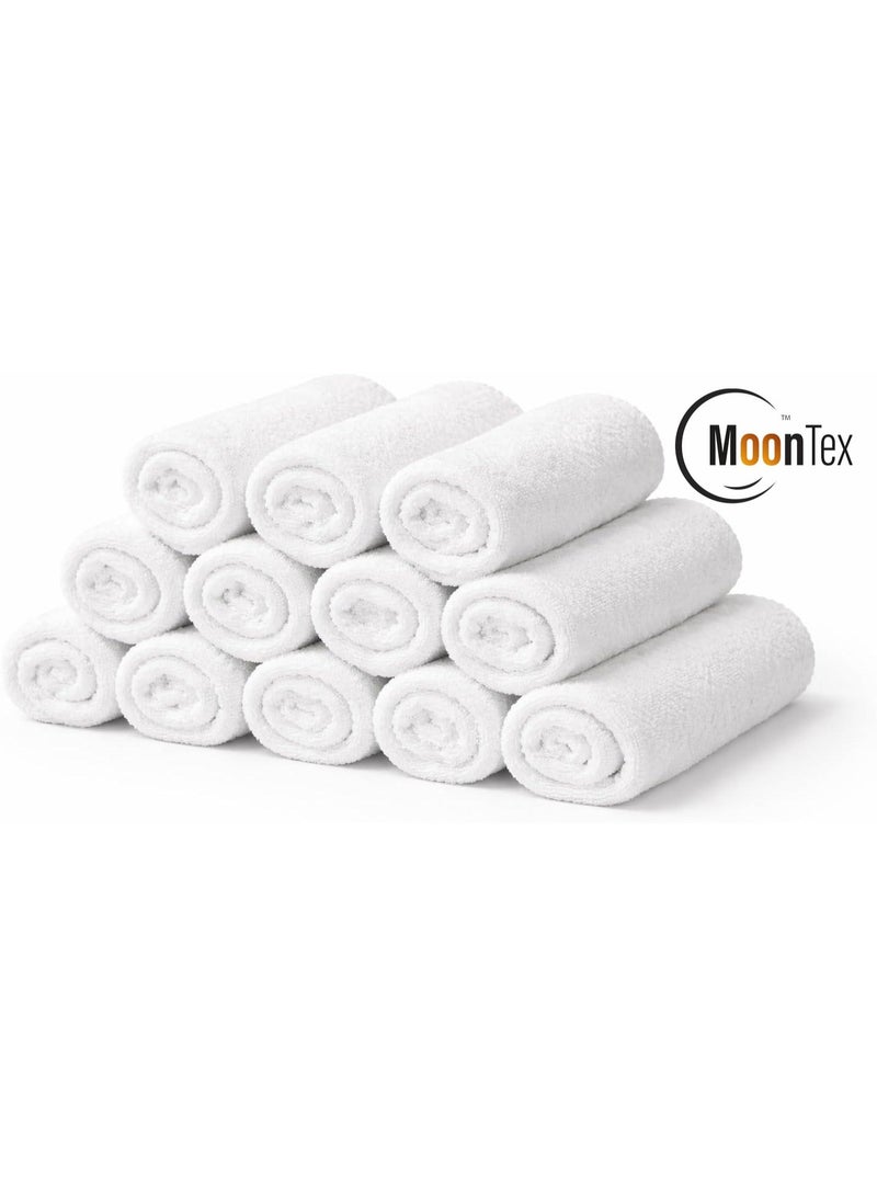 باكيت 12 فوطة قطن طبيعي 100% لون أبيض مقاس 30×30 سم – ناعمة عالية الامتصاص – Moontex - Image 4
