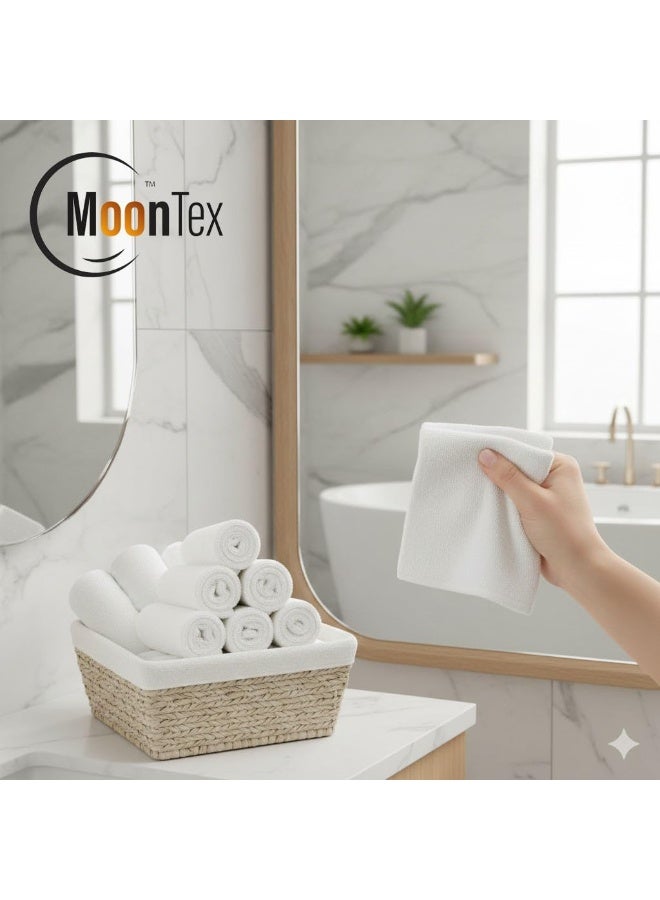 باكيت 12 فوطة قطن طبيعي 100% لون أبيض مقاس 30×30 سم – ناعمة عالية الامتصاص – Moontex - Image 2