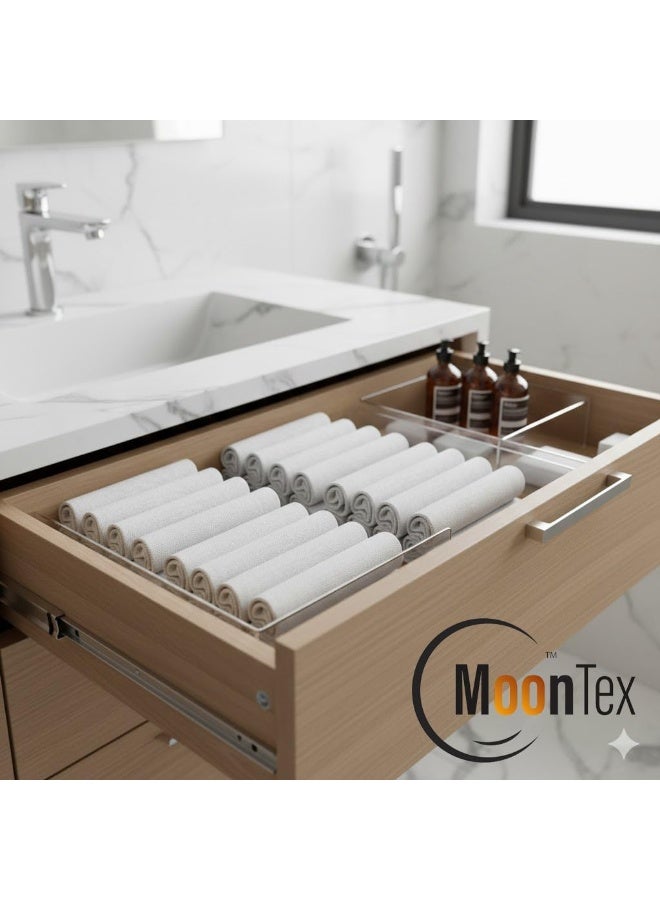 باكيت 12 فوطة قطن طبيعي 100% لون أبيض مقاس 30×30 سم – ناعمة عالية الامتصاص – Moontex - Image 3