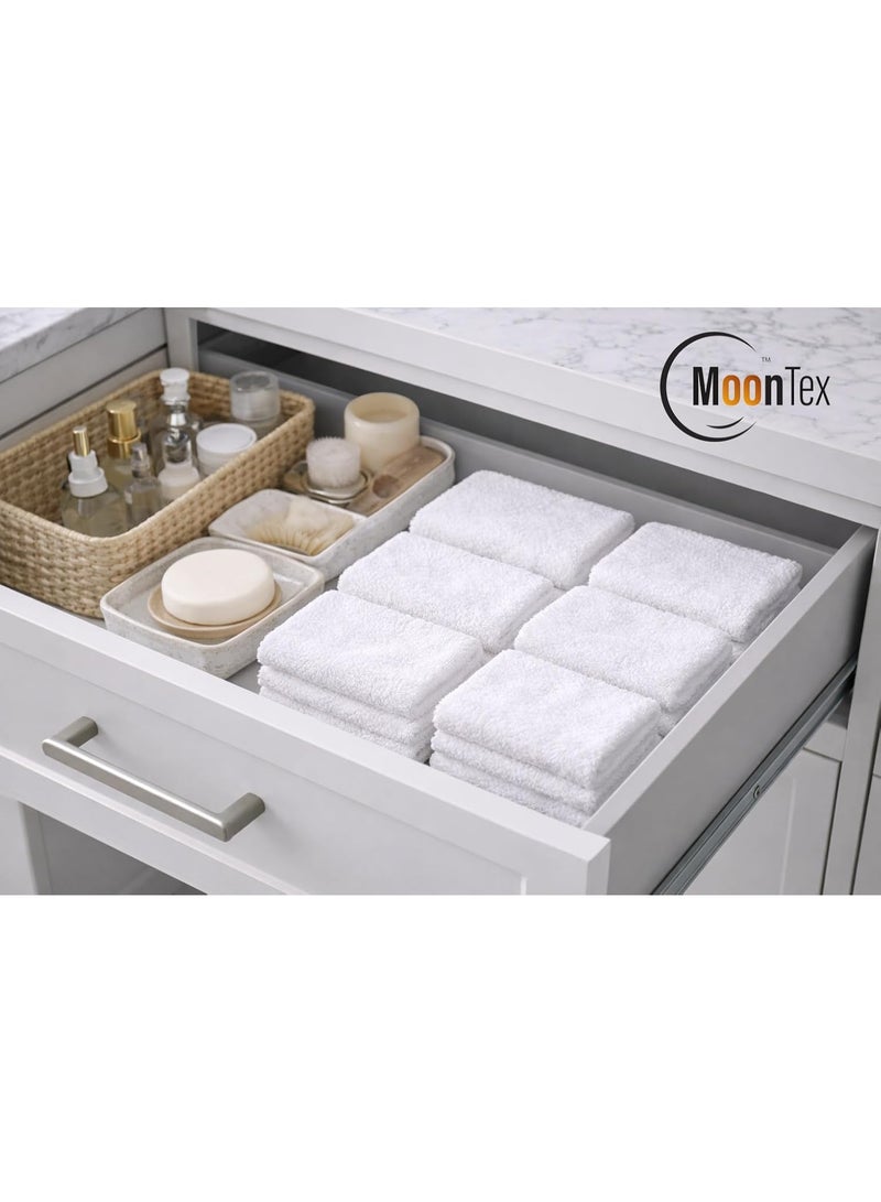 باكيت 12 فوطة قطن طبيعي 100% لون أبيض مقاس 30×30 سم – ناعمة عالية الامتصاص – Moontex - Image 5
