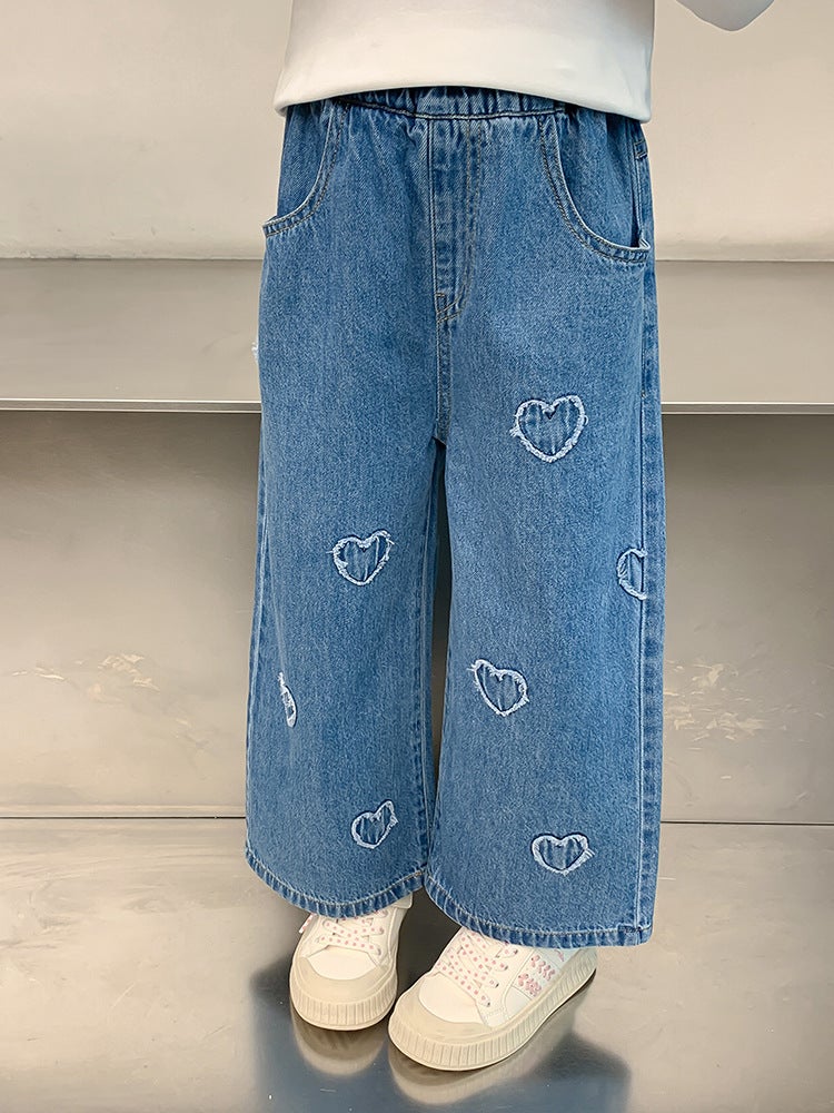 Girls' Jeans Baby Spring Straight Stylish Children'S Spring Wide Leg Pants - Image 4