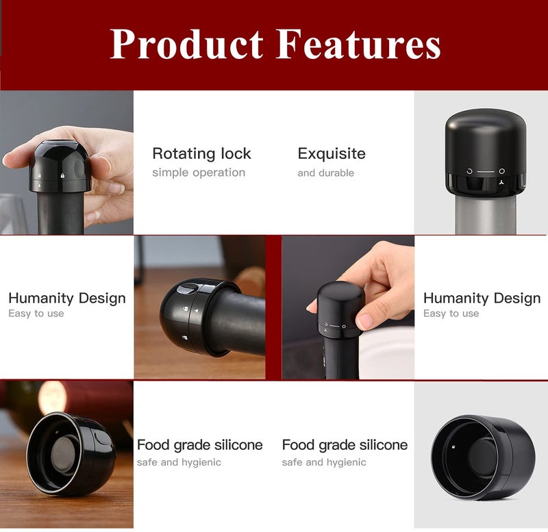 Trifecta 2-in-1 Bottle Stoppers Set, Contains Champagne Stopper and Wine Bottle Closure,Food Grade Silicone Caps for Champagne Cava Prosecco and Sparkling, Resuable Sealer(Pack of 2) - Image 4