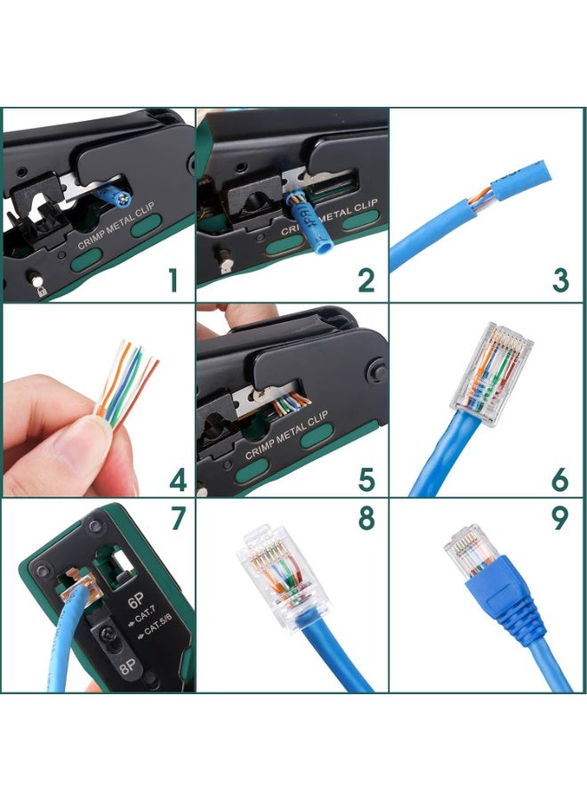 TP-BRIDGE All-in-One Ethernet Crimping Tool | RJ45 Pass Through Crimper, Cutter & Stripper | STP/UTP Cat5e Cat6 Cat7 Network Cable Tool - Image 5