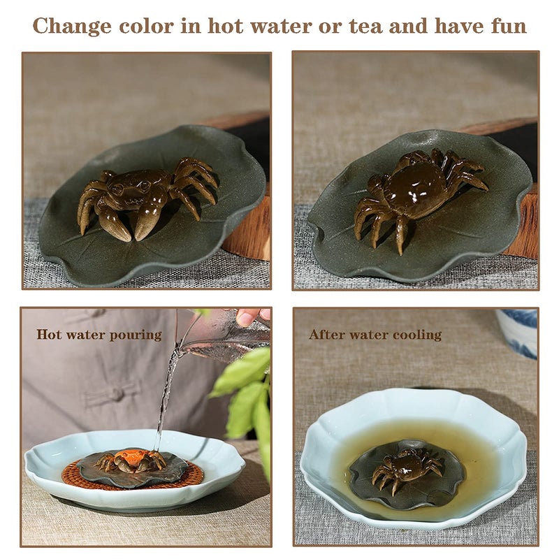 LYART Color Changeable Tea Pet Cute and Fine Kung Fu Zisha Tea Pet for Tearoom Ornament Accessories Gift for Tea Lover (Crab) - Image 3
