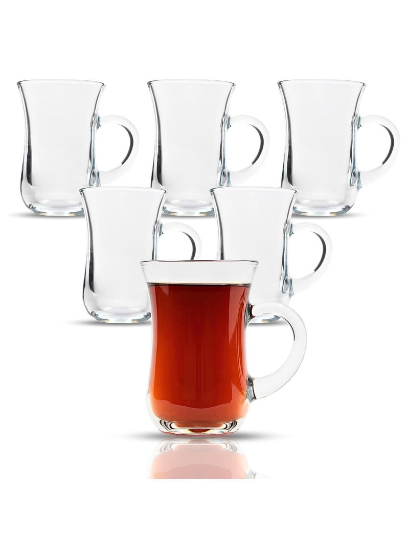 HOME ZONE Turkish Tea Glasses With Handle - 6 pcs Tea Cups, Slim Waist Design and Thick Sole Prevent the Tea From Getting Cold, Capacity 145ml - Image 5