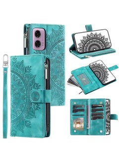 Generic Luxury Embossed Mandala Wallet Case with Multi-Function Card Slots & Zipper Pocket 