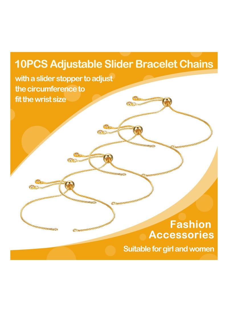 SYOSI 10 Pieces Adjustable Slider Bracelet, Adjustable Bracelet Chain Extender Chains with Rhinestones Ends for Woman Girl Jewelry Making DIY and Bracelet Jewelry Making - Image 4