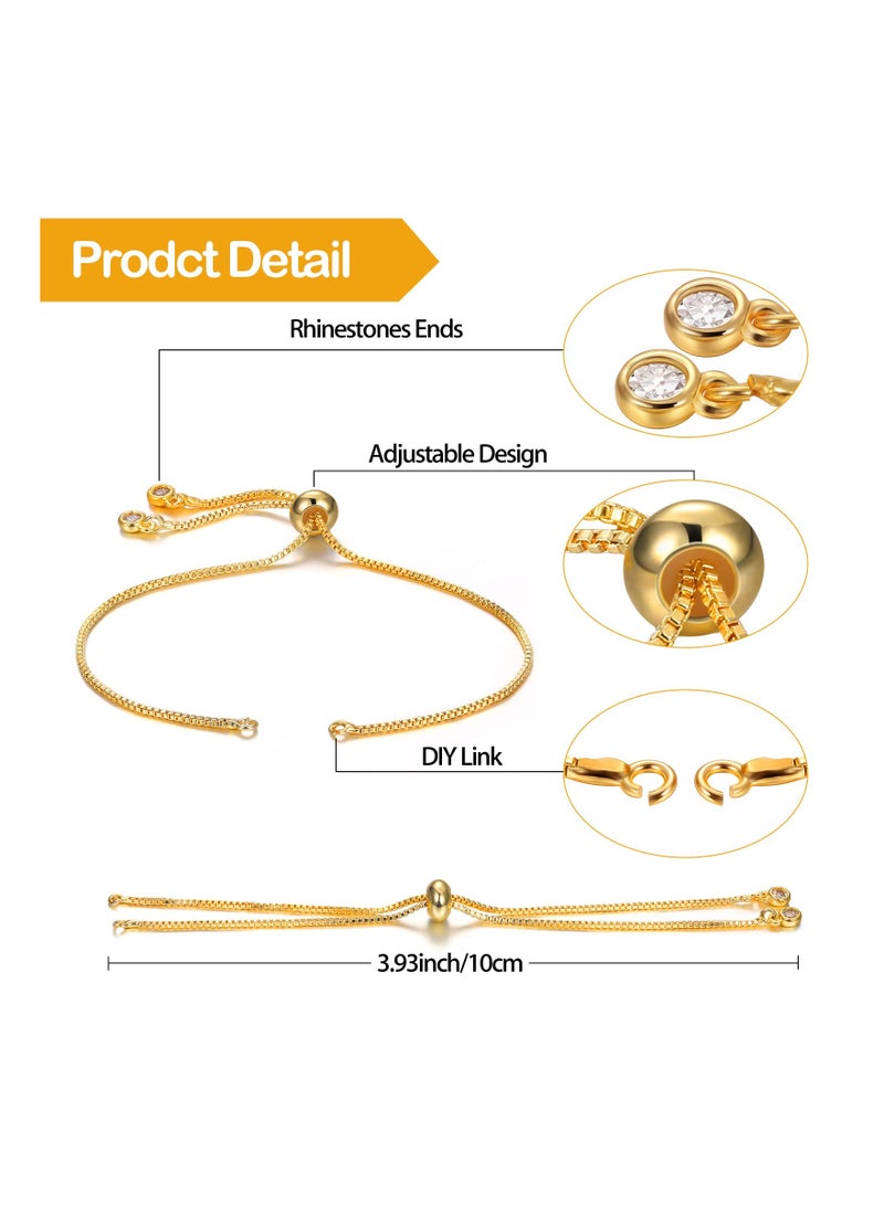 SYOSI 10 Pieces Adjustable Slider Bracelet, Adjustable Bracelet Chain Extender Chains with Rhinestones Ends for Woman Girl Jewelry Making DIY and Bracelet Jewelry Making - Image 3