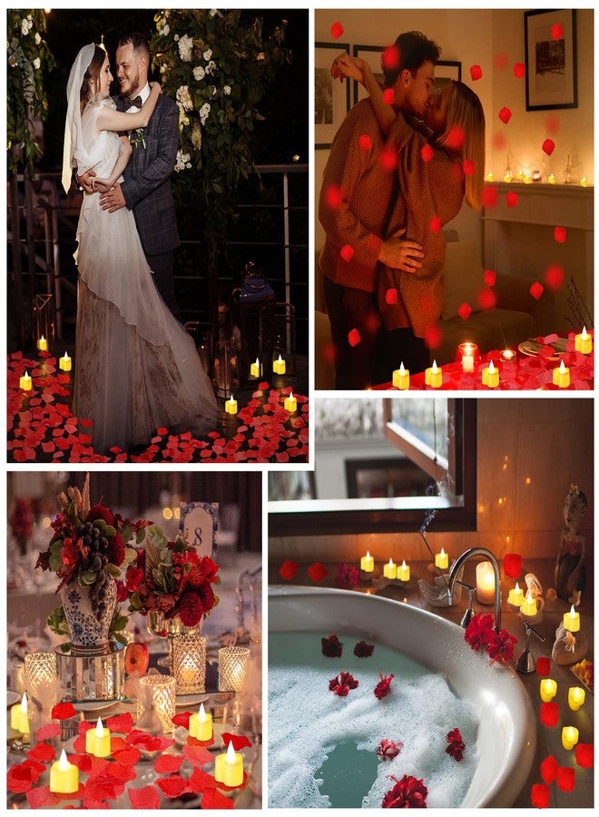 Coume 6000 Pieces Artificial Rose Petal with 72 Pieces LED Tea Lights Candle Romantic Sweetest Day Decorations Rose Petal Heart Candle for Special Night Proposal Wedding Anniversary(Warm White Light) - Image 4