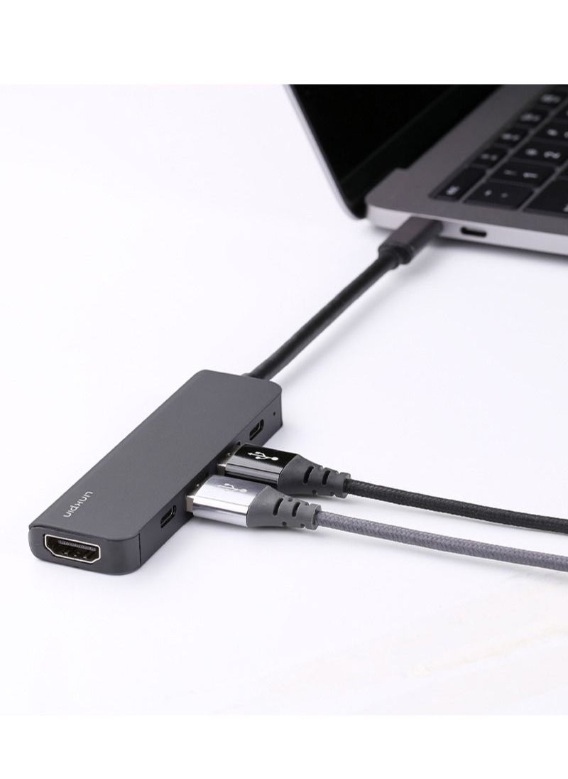 5 in 1 USB C Hub 4K@60Hz Type C to HDMI USB2.0 Port PD60W Power Delivery SD/TF Card Slot Reader for MacBook Pro/Air/XPS/iPad