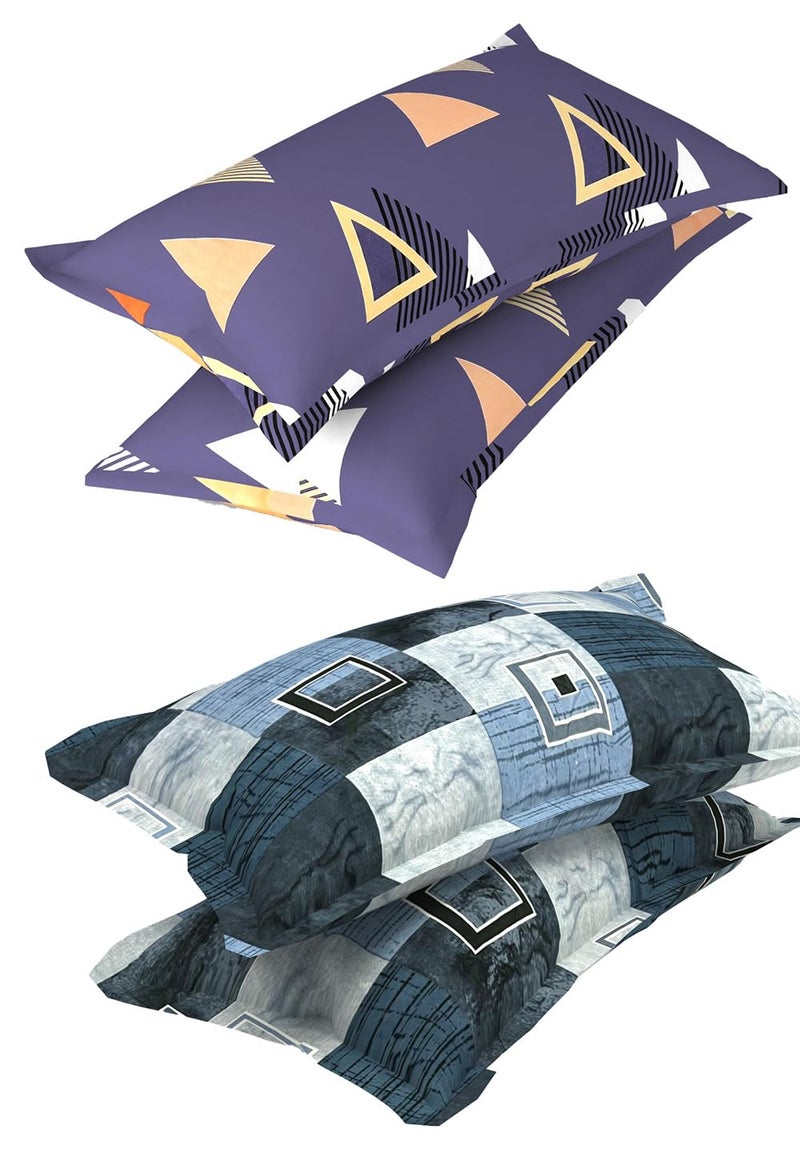 VAS COLLECTIONS Prime Collection Combo Pack of 2 Double Bedsheets with 4 Pillow Covers | 144 TC Soft Brushed Microfiber-Blend -Long Lasting & Wrinkle Free,7.5X7 Ft Set of 6 Pcs (Purple&Blue) - Image 2
