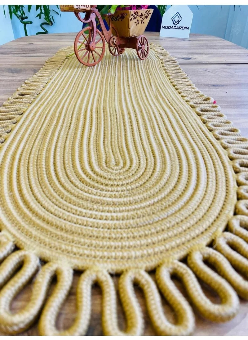BDZ Deri BDZ Leather Jute Bohemian Style Decorative Runner 30x80 cm
