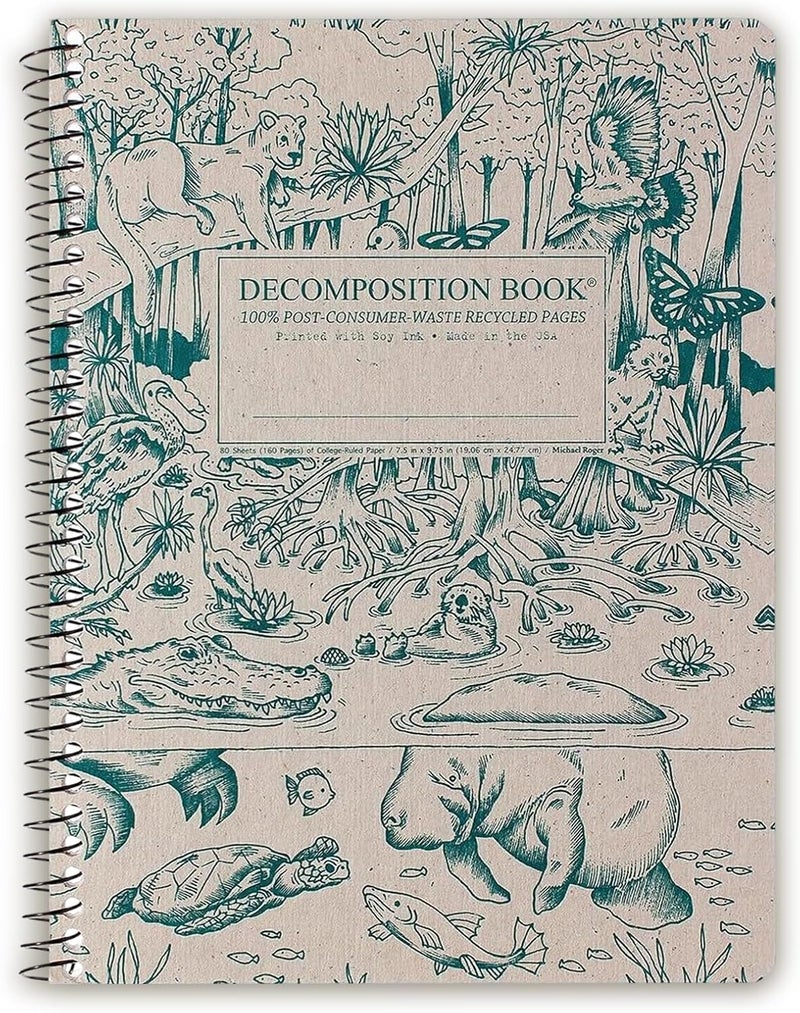 Decomposition Everglades College Ruled Spiral Notebook - 9.75 x 7.5 Journal with 160 Lined Pages - 100% Recycled Paper - Notebooks for School Supplies, Home & Office - Made in USA - Image 1