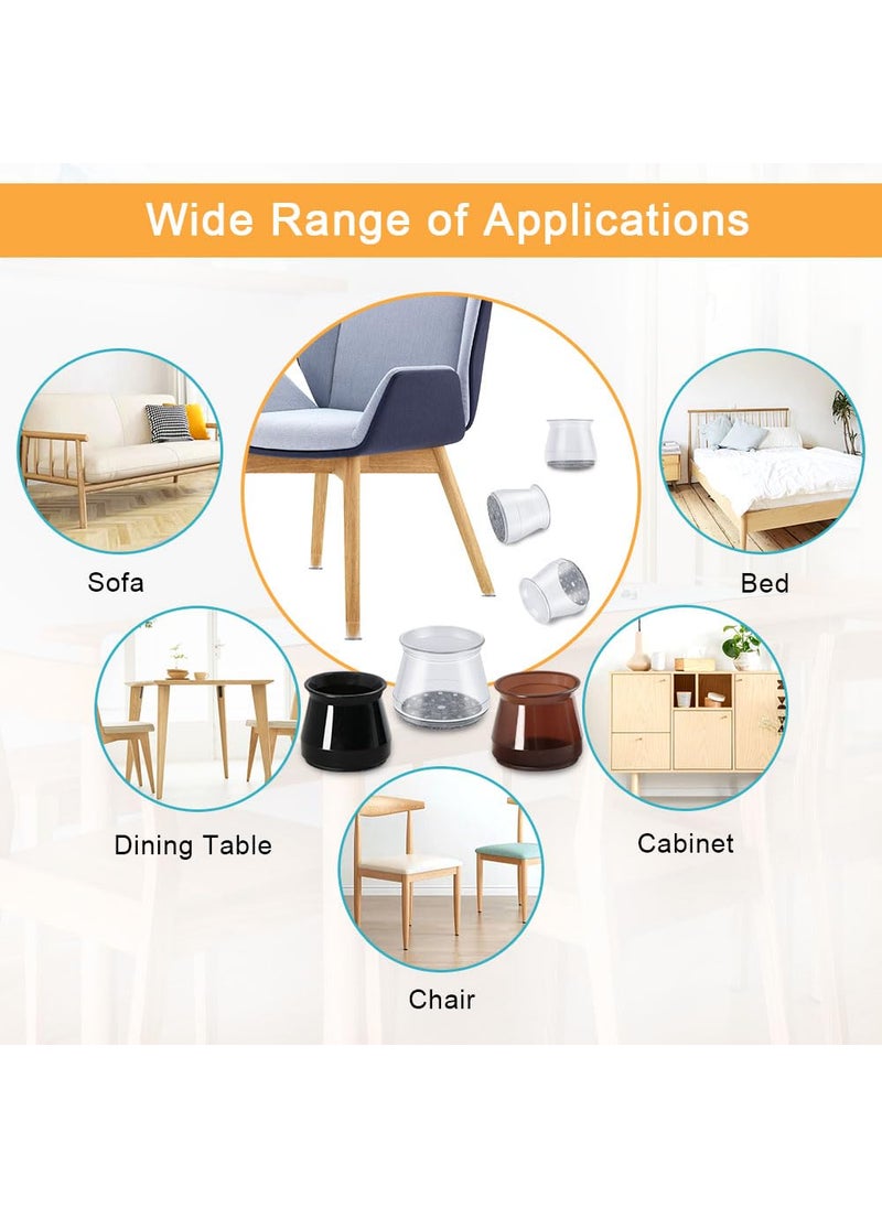 OASMU - 16 Pcs Chair Leg Protectors for Hardwood Floors, Silicone Felt Furniture Pads Non Slip, Free Moving Table Leg Covers, Stool Leg Protectors Caps (Large fit : 1.3'' - 2'') - Image 1