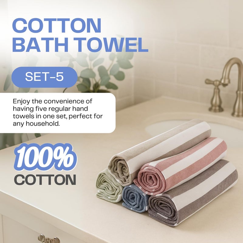 Värde Premium Hand Towels | 180 GSM Cotton Hand Towels | Hand Towel Set of 5 | Hand Towel for Gym | Soft Towels | Size 16W x 25L (Multicolor, Pack of 5) - Image 2