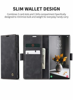 GROIC For Samsung Galaxy S22 Ultra Case, Luxury Leather Wallet Cover, Leather Wallet Case Classic Design with Card Slot and Magnetic Flip Flip Folding Case  - Image 2