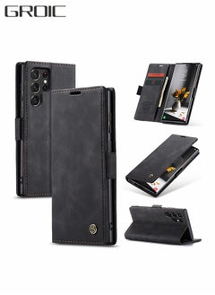 GROIC For Samsung Galaxy S22 Ultra Case, Luxury Leather Wallet Cover, Leather Wallet Case Classic Design with Card Slot and Magnetic Flip Flip Folding Case  - Image 1