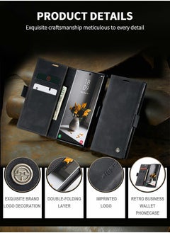 GROIC For Samsung Galaxy S22 Ultra Case, Luxury Leather Wallet Cover, Leather Wallet Case Classic Design with Card Slot and Magnetic Flip Flip Folding Case  - Image 4