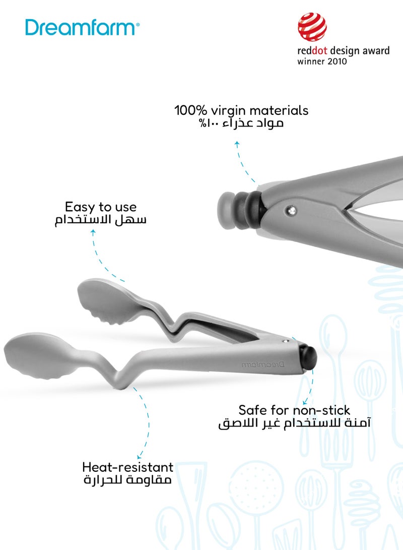 دريم فارم ملقط مطبخ نايلون بقفل نقرة | كلونغز لايت ١٠.٥ بوصة | آمن لأدوات غير لاصقة | مقاوم للحرارة حتى ٢٥٠ درجة | سهل الاستخدام بيد واحدة | خالٍ من المواد الضارة | رمادي | ٣٤ × ٨.٥ × ٣.٧ سم - Image 3