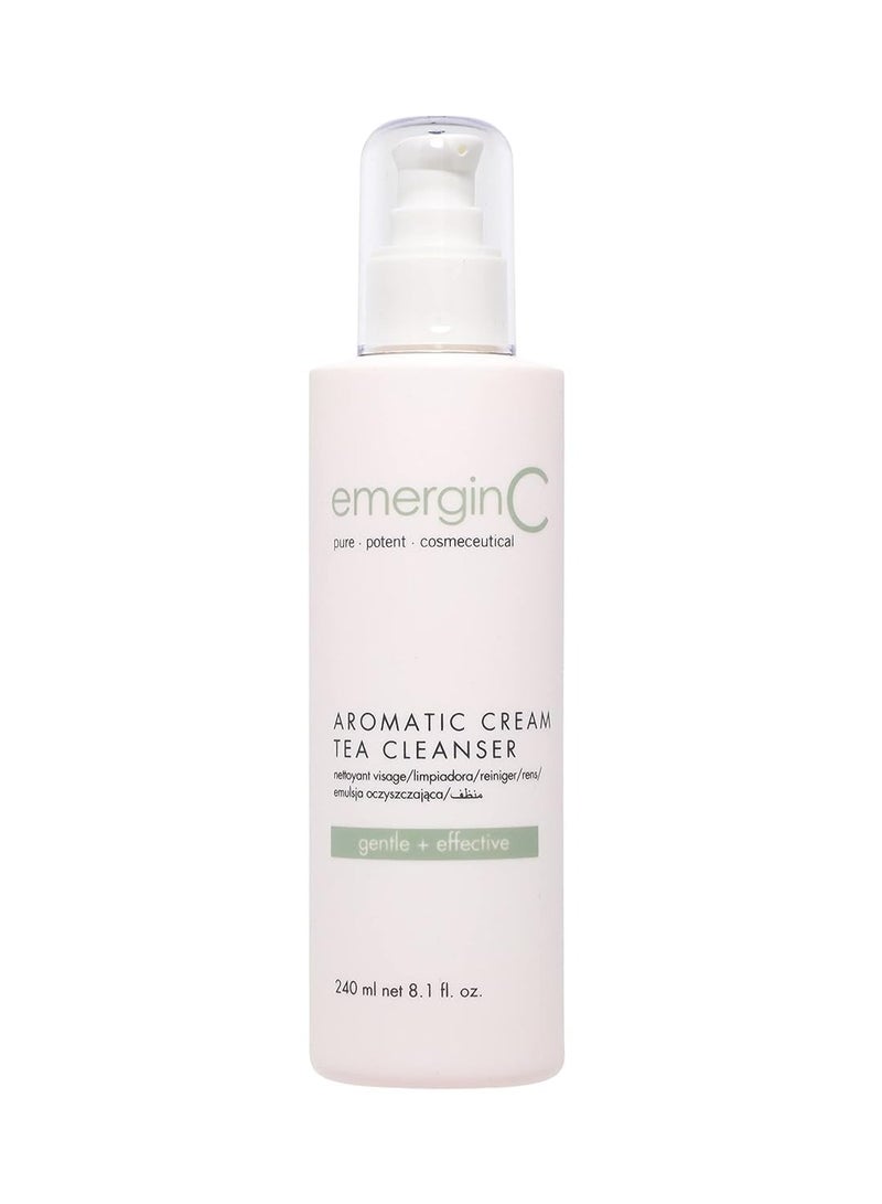 EmerginC emerginC Aromatic Cream Tea Cleanser - Soothing Gentle Face Wash with Green Tea, Chamomile + Rose for Minor Redness, Removing Dirt, Makeup + Excess Oil (8.1 oz, 240 ml)  - Image 1
