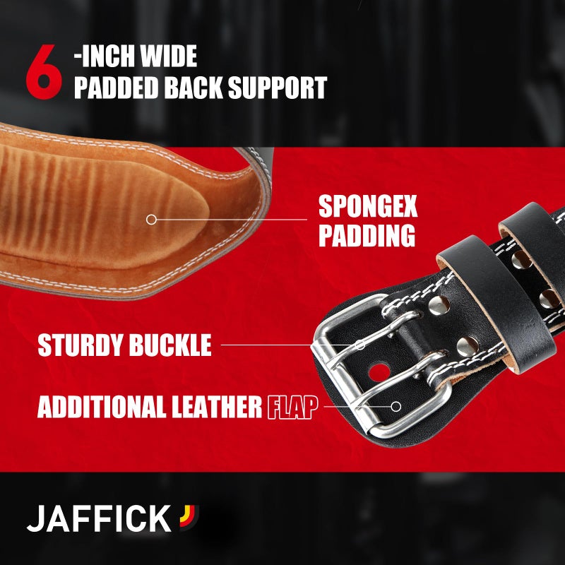 Jaffick Genuine Leather Weight Lifting Belt for Men Gym Weight Belt Lumbar Back Support Powerlifting Weightlifting Heavy Duty Workout Training Strength Training Equipment 6-Inch brown - Image 3