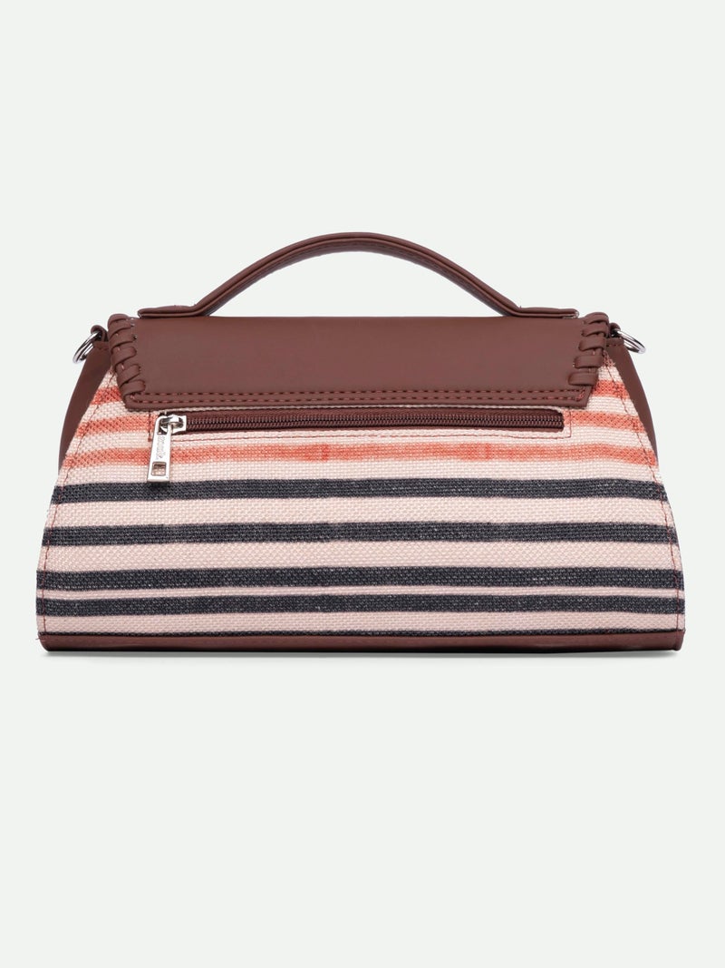 ZOUK Saisha Sling Bag for Women – Vegan Leather with Whip-Stitch Detailing & Detachable Silver | Water-Resistant Stylish Purse | Qutub Stripes - Image 5