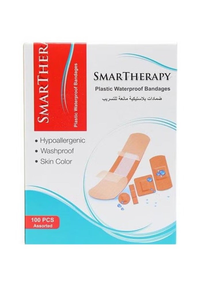 SMARTHERAPY 100-Piece Assorted Plastic Waterproof Bandages - Image 1