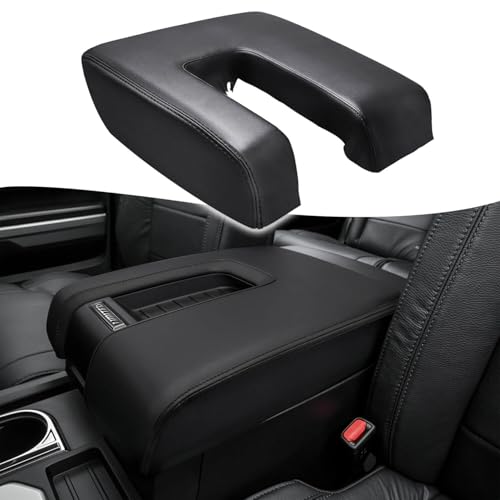 KBH Car Center Console Cover Replacement for Toyota Tundra 2014 2015 2016 2017 2018 2019 2020 2021, Vinyl Leather Armrest Uhpholstery, Anti-Scratch, Black (Leather Part Only) - Image 1