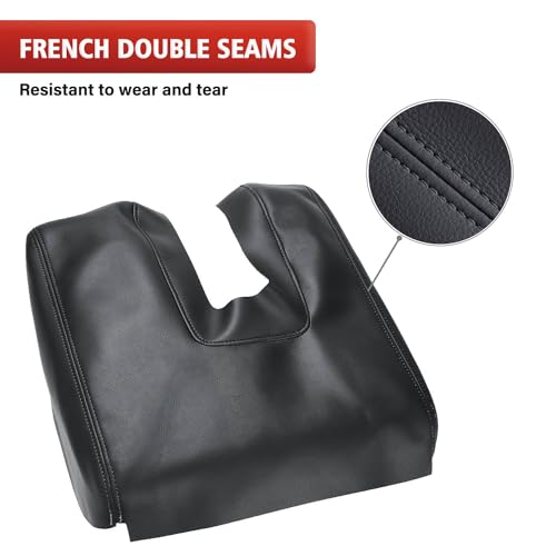 KBH Car Center Console Cover Replacement for Toyota Tundra 2014 2015 2016 2017 2018 2019 2020 2021, Vinyl Leather Armrest Uhpholstery, Anti-Scratch, Black (Leather Part Only) - Image 2