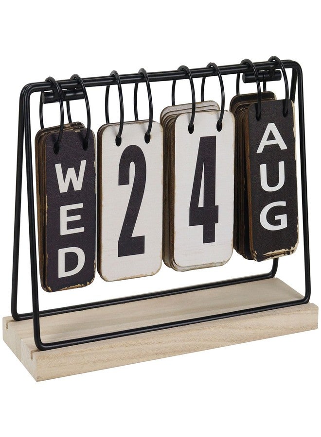 Multibey Wooden Flip Calendar for Desk, Perpetual Block Calendar with Large Display - Rustic Office Decor, Daily Desktop Calendars for Classroom, Home & Farmhouse Accessories (10.4x3.5x6.9inch) - Image 1
