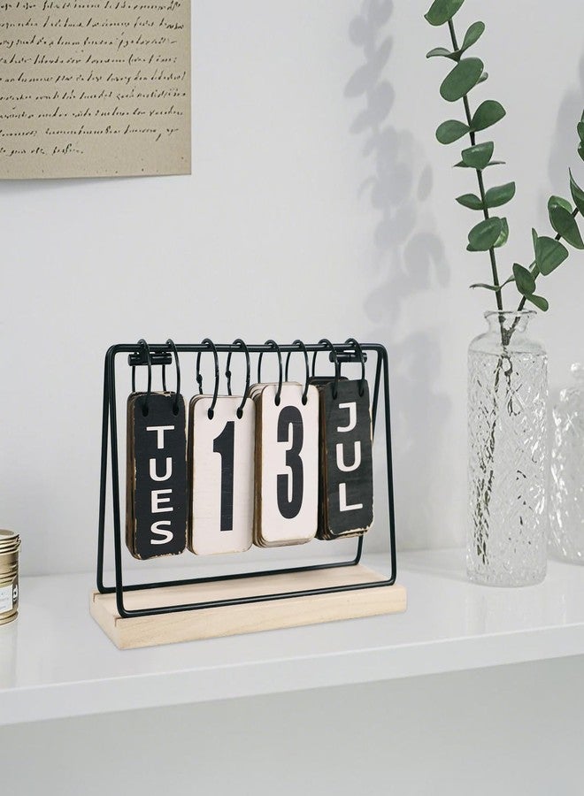 Multibey Wooden Flip Calendar for Desk, Perpetual Block Calendar with Large Display - Rustic Office Decor, Daily Desktop Calendars for Classroom, Home & Farmhouse Accessories (10.4x3.5x6.9inch) - Image 5