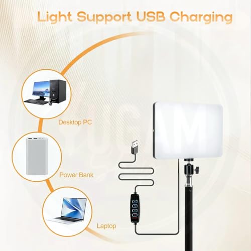 YUGAM 11" USB LED Camera Soft Panel Light | Photography Lighting Kit for Recording | YouTube, Makeup, Live Streaming, Video Recording with Tripod Stand & Phone Holder (USB Camera Panel Light) - Image 2