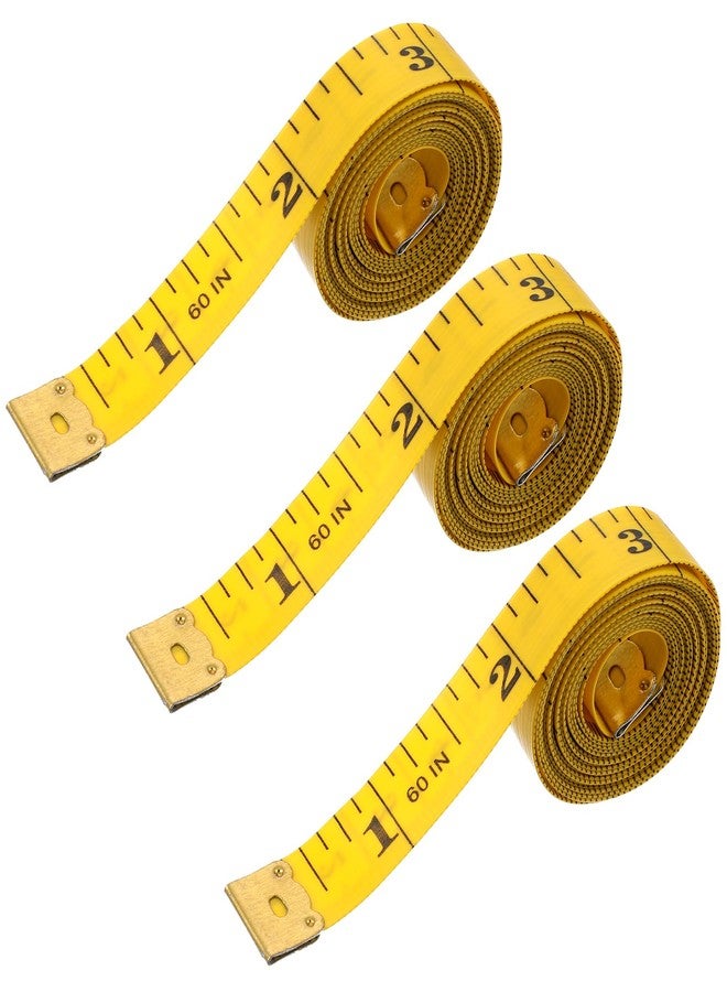 Ymapinc 3 Pack Tape Measure for Sewing, 60-inch Double Sided Soft Seamstress Measuring Tape for Body Sewing Flexible Cloth for Seamstress Fabric Clothing Tailors Ruler (Yellow) - Image 1