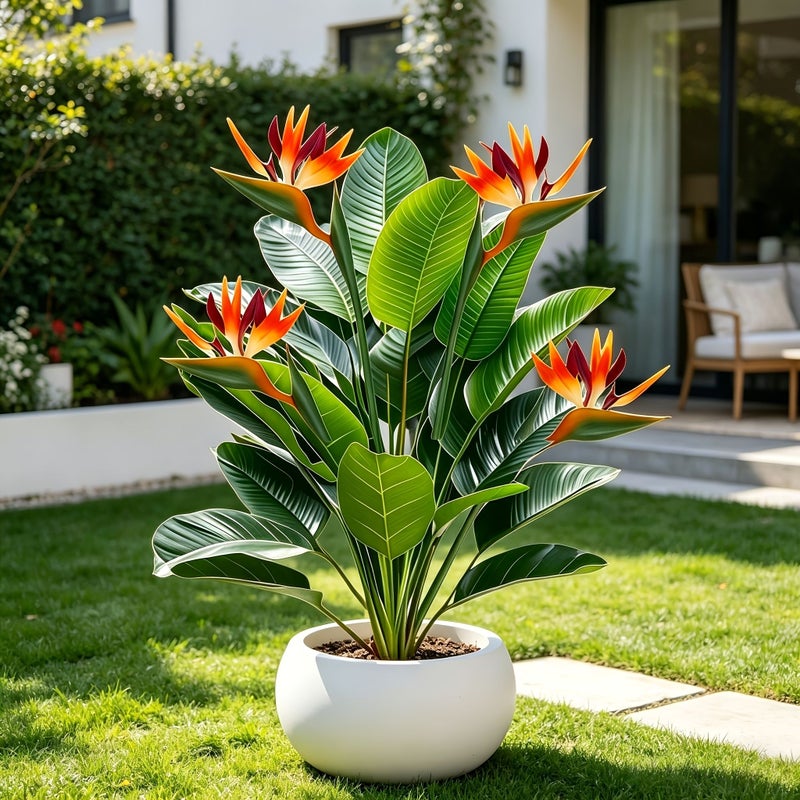 2pcs Large Bird Of Paradise Banana Tree Combination Green Plant Simulation Tropical Rainforest Decor With Sunset Red Finches Suitable For Indoor Outdoor Courtyard Porch Wedding Holiday Thanksgiving Mothers Day - Image 3