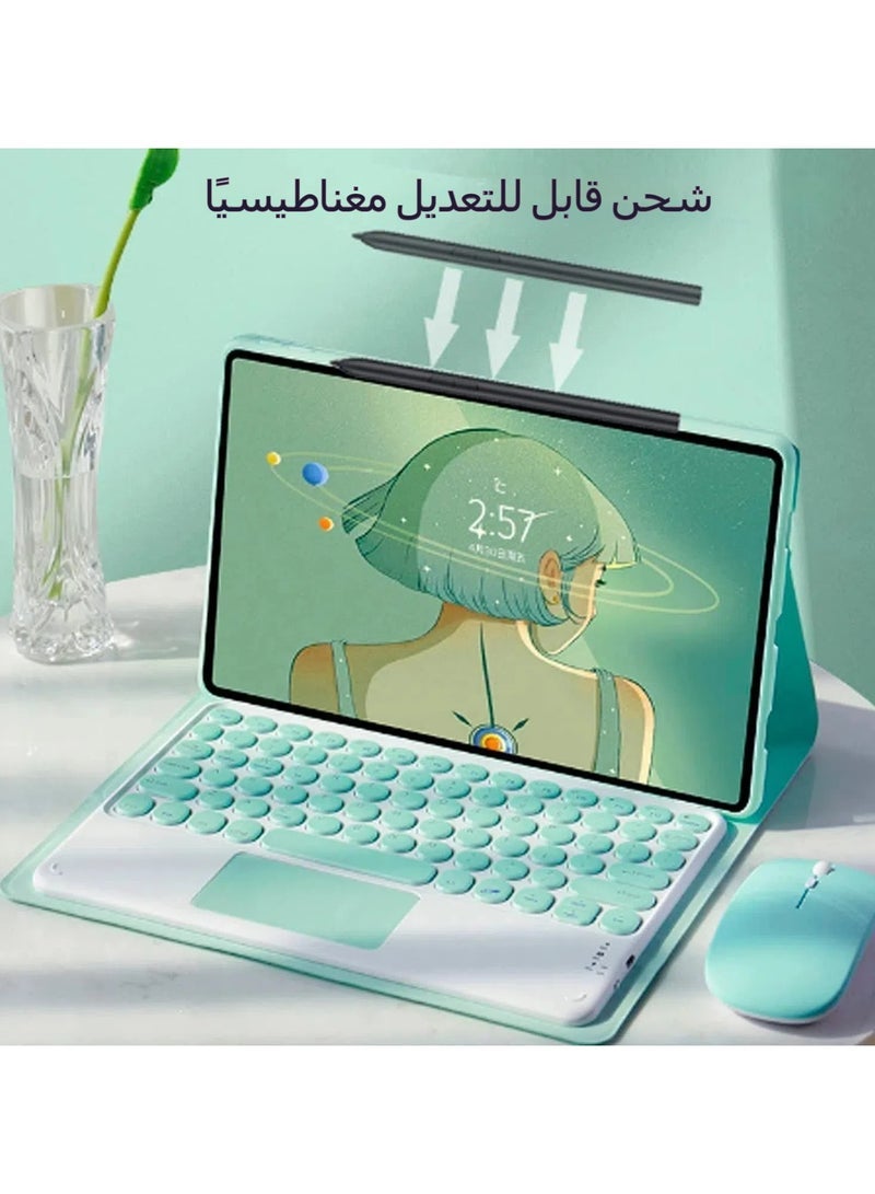 general Touchpad keyboard cover for Redmi Pad SE 11.0-inch tablet, invisible pen slot, keyboard cover with cute round keys detachable touchpad keyboard and mouse - Image 2