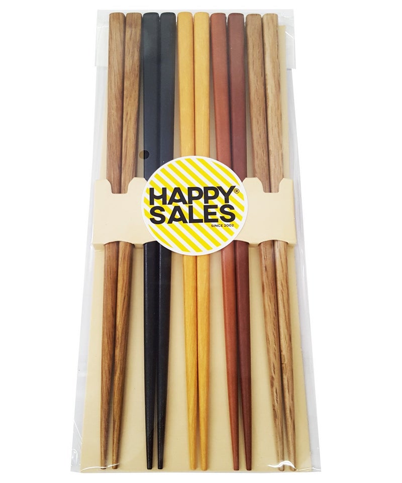Happy Sales HSCH22/S, 5 Pairs Multi Color Design Japanese Bamboo Chopsticks Gift Set, Mnt - Image 3