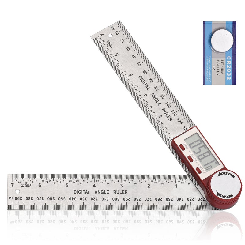 Digital Angle Finder Ruler 7inch/ 200mm Stainless Steel Angle Finder Protractor with LCD Display Zeroing Locking Reverse Functions for Woodworking Carpenter Construction DIY Tools - Image 1