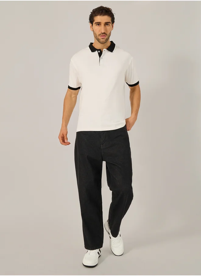ستايلي Contrast Tipped Relaxed Fit Polo T-Shirt