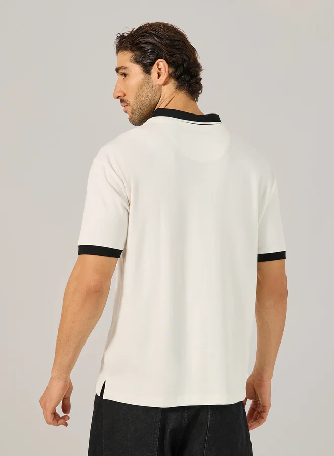 Styli Contrast Tipped Relaxed Fit Polo T-Shirt