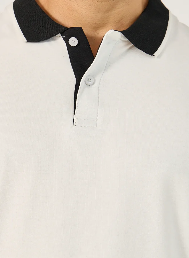 Styli Contrast Tipped Relaxed Fit Polo T-Shirt