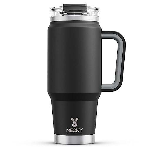 Meoky Meoky 32 oz Tumbler with Handle, Insulated Tumbler with Lid and Straw, Stainless Steel Travel Mug, Keeps Cold for 24  - Image 2