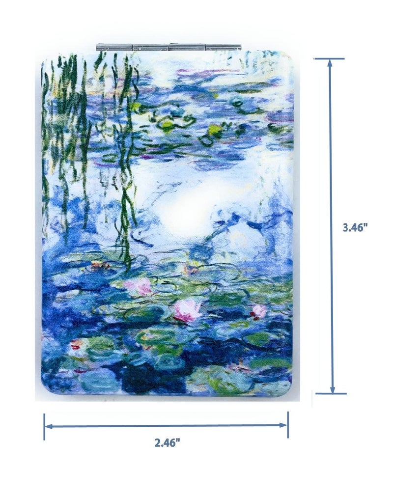 Aeisage Small Hand Mirror Rectangular Compact Magnifying Mirrors Mini Pocket Purse Mirror Compact Travel Mirror Water Lilies Gifts for Women - Image 2