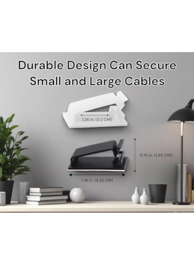 30 Pack Cable Management Clips – Self-Adhesive Cord Holders for Desk, Wall, and Office Use – Wire Organizer for TV, Computer, Ethernet Cables (15 Black & 15 White) - Image 2