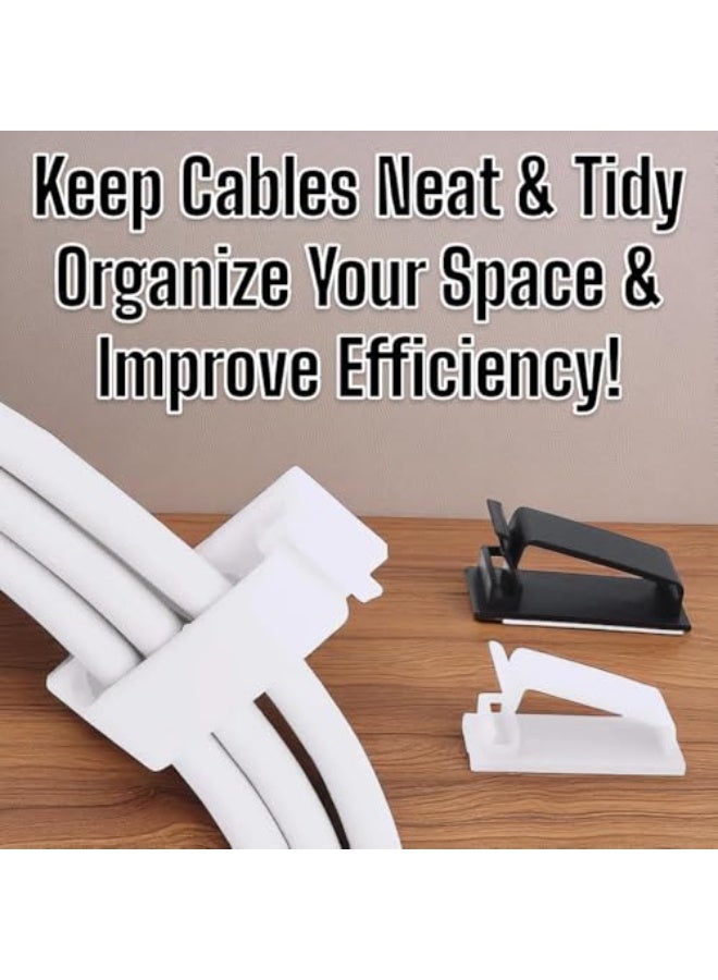 30 Pack Cable Management Clips – Self-Adhesive Cord Holders for Desk, Wall, and Office Use – Wire Organizer for TV, Computer, Ethernet Cables (15 Black & 15 White) - Image 1