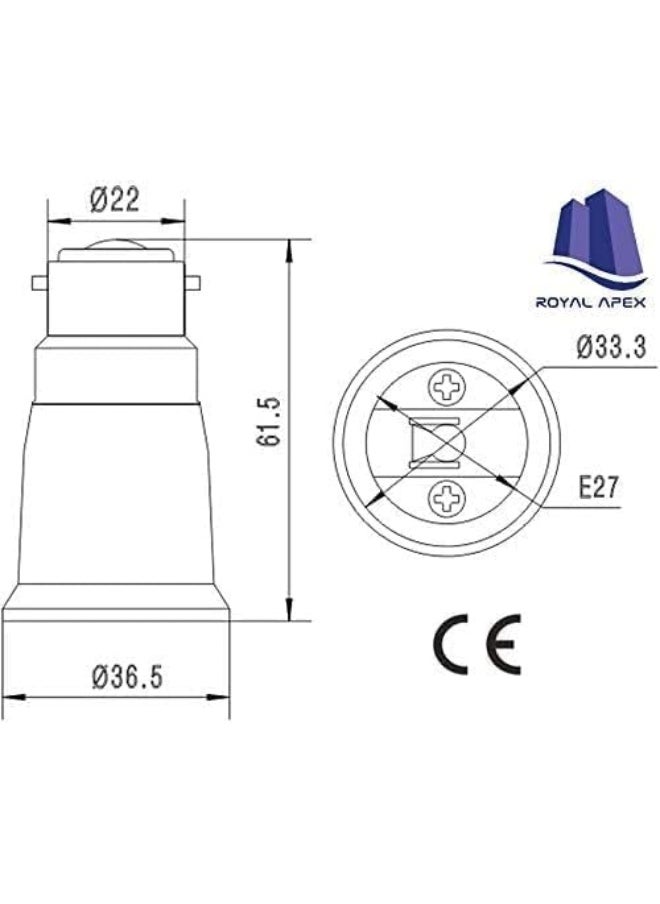 melfi Melfi B22 to E27 Lamp Holder Converter â€“ Transform Your Fixture to Fit LED Bulbs Without Replacing the Base (2 PCS)  - Image 5