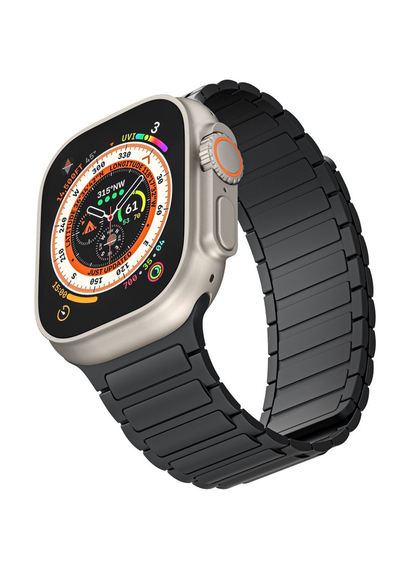 Generic - Magnetic Silicone Band for Apple Watch Ultra Ultra2/ 9 8 7 6 5 4 3 2 1 SE,Soft Silicone Waterproof Strap Wristbands Compatible with iWatch Apple Watch Series Ultra 49mm 45mm 44mm 42mm Women Men - Image 1