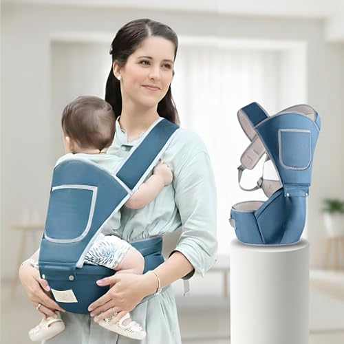 OBABY Carrier Hip Seat Adjustable/Comfortable/Lightweight/Soft/Lumbar Support Stylish Cotton with 5 Carry Positions, Travel and Daily use, New-Born to Toddler Carrier (0 to 36 Months) - Image 1