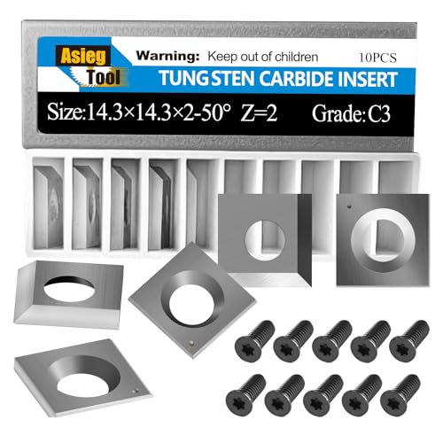 Asieg Tool 14.3x14.3x2.0-50° Carbide Inserts Cutters Knives 2 Cutting Edges for Cutech Tool Planer Jointer 40700H-CT 4700HC-CT 40100H-CT 40600H-80100-CT 40200H-CT 40600HC-80100-CT 40200HC-CT Head 10pc - Image 1